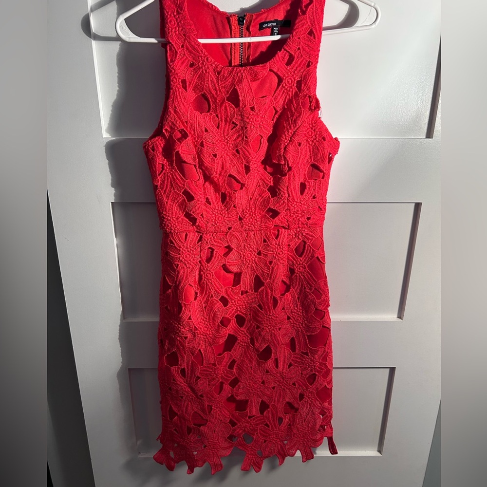 Love Culture Pink Floral Lace Midi Dress